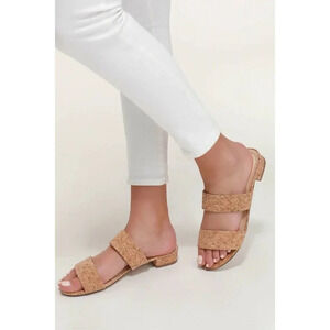 Lulu's Women's Decker Cork Slide‎ Peep Toe Sandals Size 10